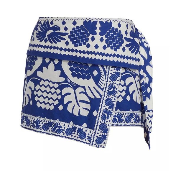 FARM Rio Jungle Scarf Wrap Mini Skirt Blue & White XS & Medium NWT! - Picture 6 of 14